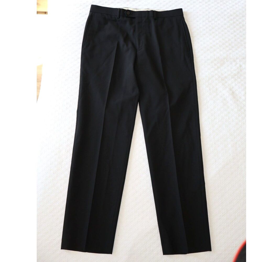 Lauren Ralph Lauren Men's Black 100% Wool Flat Front Pants 34x32